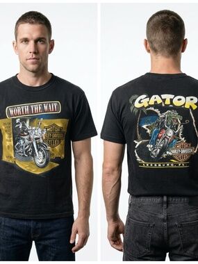 HARLEY-DAVIDSON • Worth the Wait Gator Leesburg FL Motorcycle Graphic Tee L